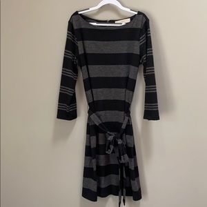 LOFT Black and Gray Lightweight Sweater Dress